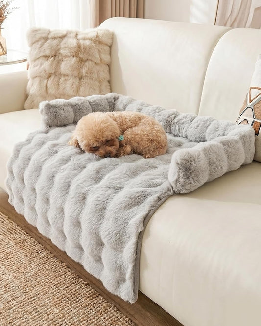 IUUI Dog Bed/Mat for Couch,Faux Rabbit Fur Pet Sofa Furniture Protector