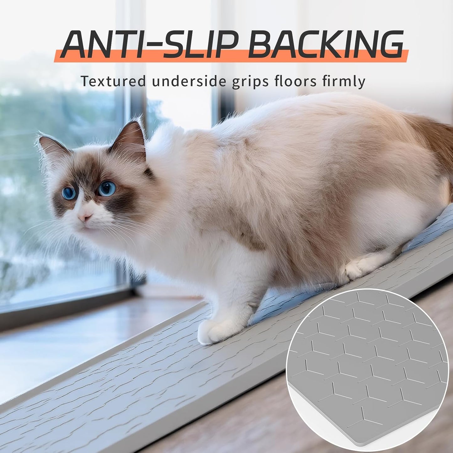 Bulkniu Large Silicone Cat Litter Mat, Waterproof/Urineproof, Litter Recycling, Easy to Clean, Soft on Kitty Paw (22"X34"- Grey)