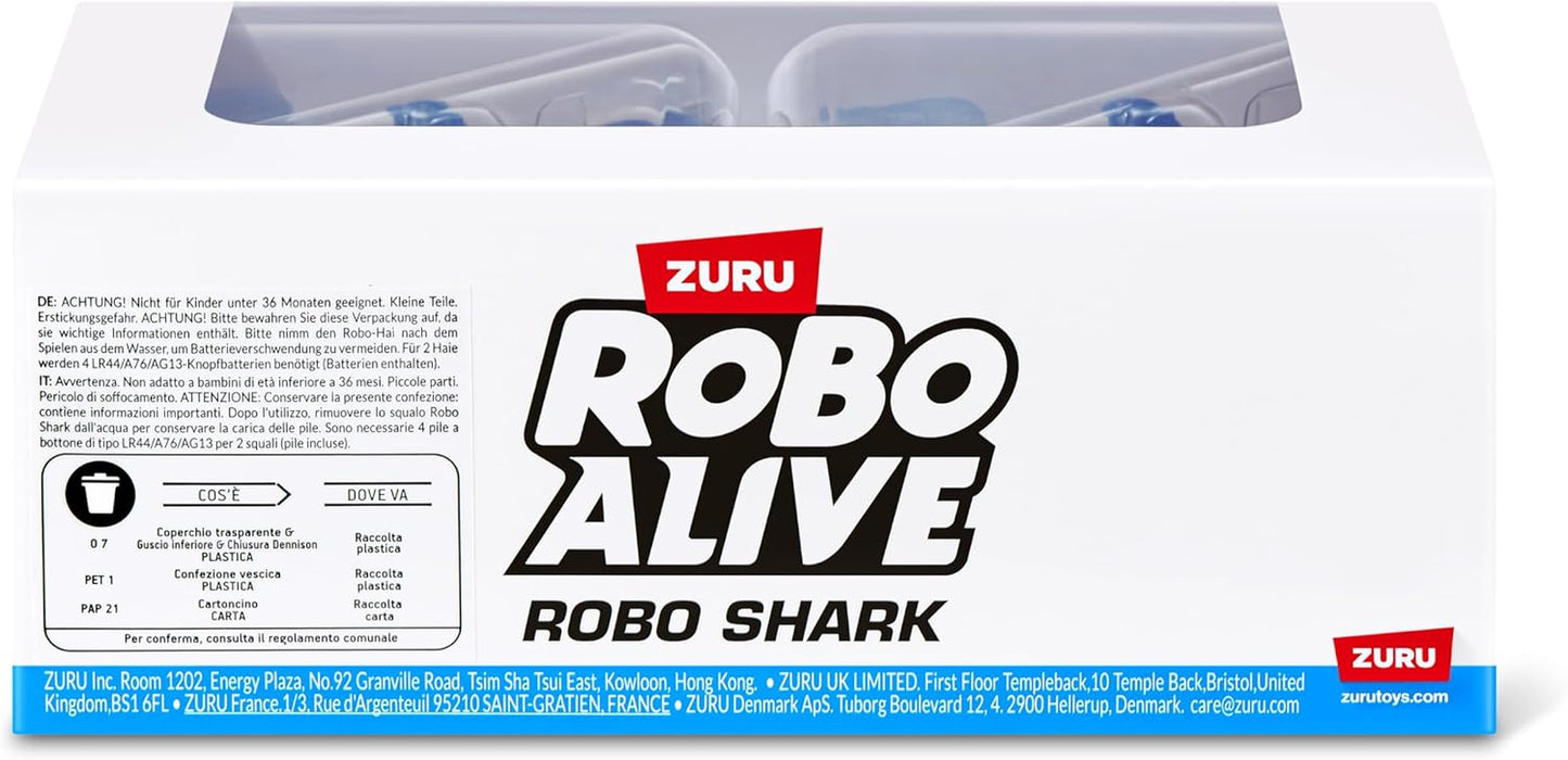Robo Alive Water Activated Shark 2 Pack (Blue) by ZURU – Realistic Swimming Robotic Bath Toy for Kids, Tweens & Teens, Water-Activated Pet Shark for Play & Pranks, 3+