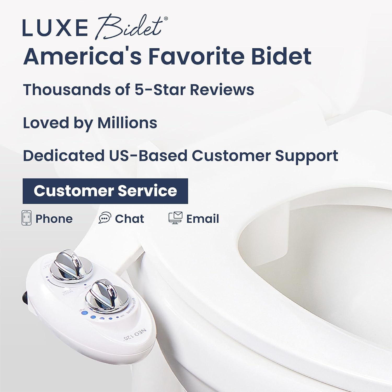 LUXE Bidet NEO 120 - Bidet Attachment for Toilet Seat, White | Non-Electric, Single Nozzle, Self-Cleaning, Adjustable Water Pressure, Rear Wash