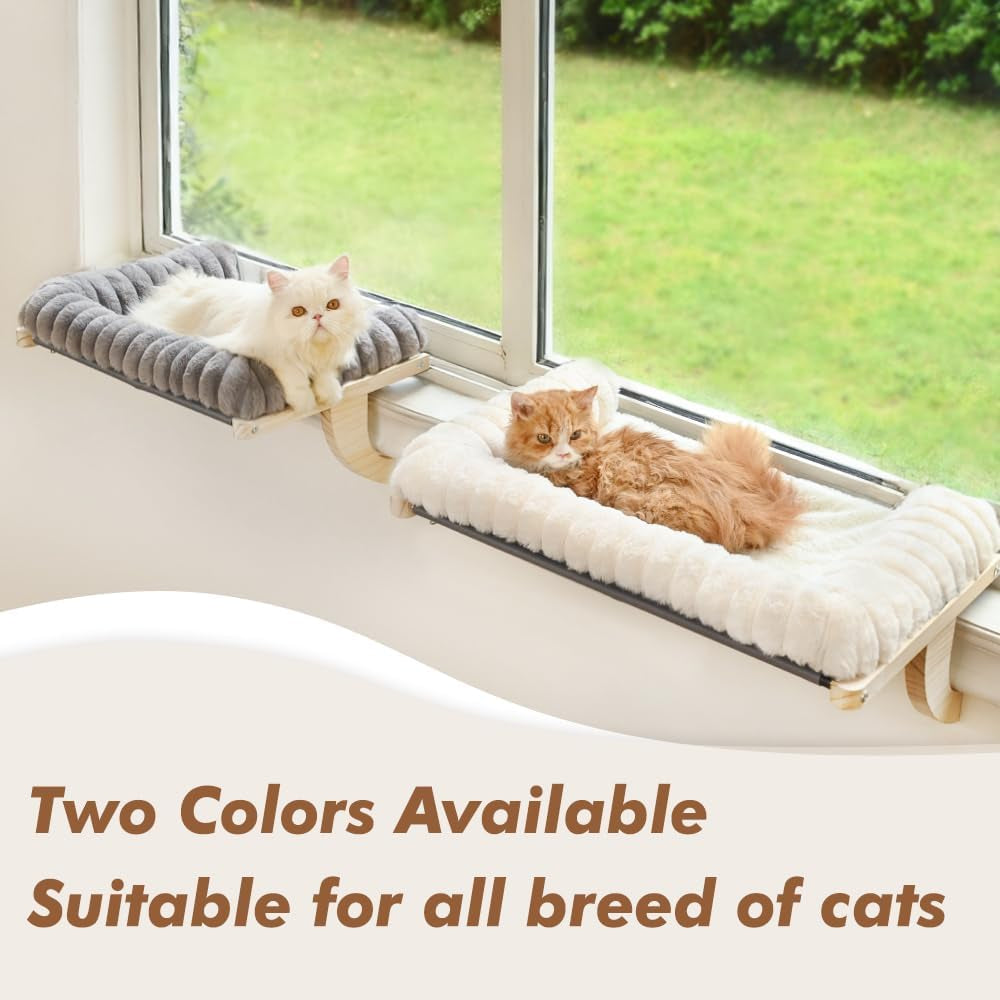 Cloud-Soft Cat Window Sill Perch, Zipper Design Cushion Pet Bed, L