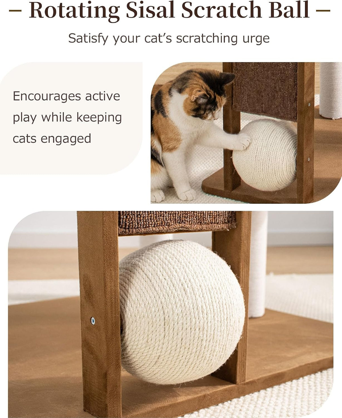 37.5" Cat Tree for Large & Senior Cats with Low Step & Sisal Board
