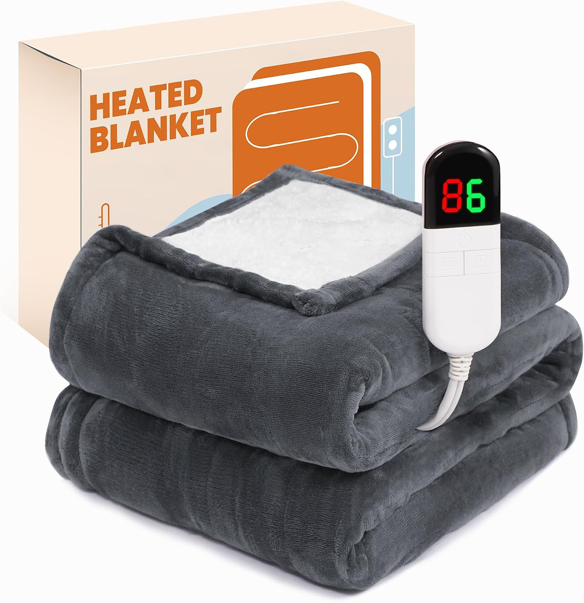 Electric Heated Blanket Throw 50"X60", 8 Heat Leavls and 1-8H Auto Off