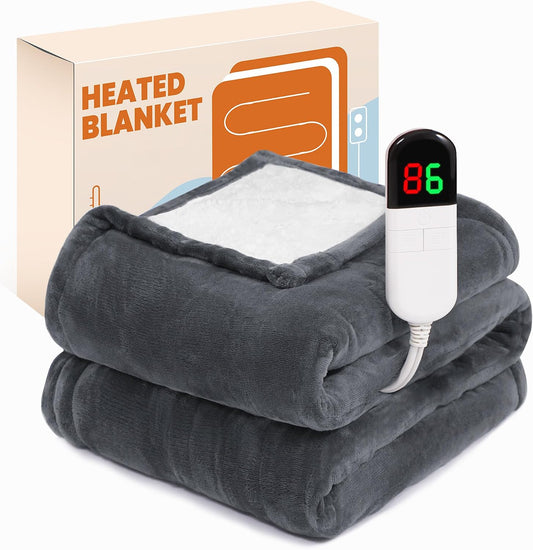 Electric Heated Blanket Throw 50"X60", 8 Heat Leavls and 1-8H Auto Off