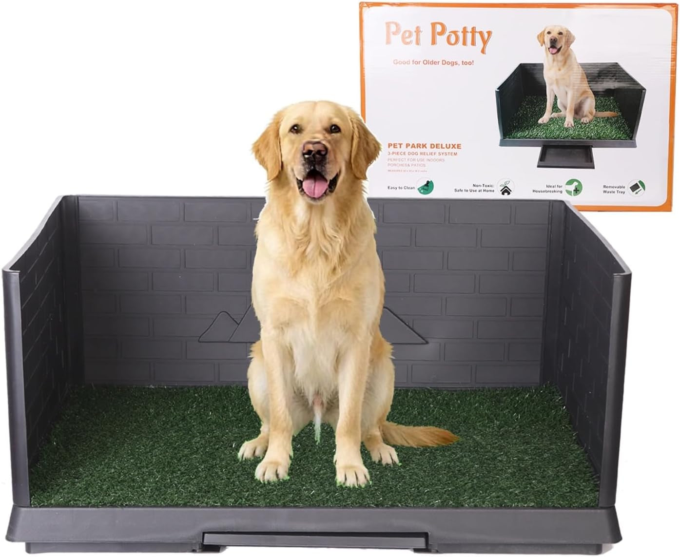 Large Dog Grass Pad with Tray, Reusable Potty Training Pad with Pee Baffle, Indoor & Outdoor 30" 20" Artificial Grass Patch for Small&Medium&Big Dogs