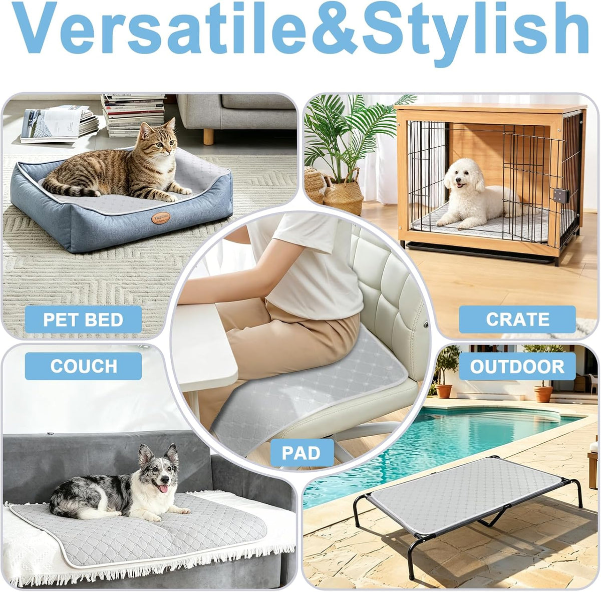 Cooling Mat for Dogs Cats,Pet Dog Cooling Mat Blanket for Dogs,24X18, Grey