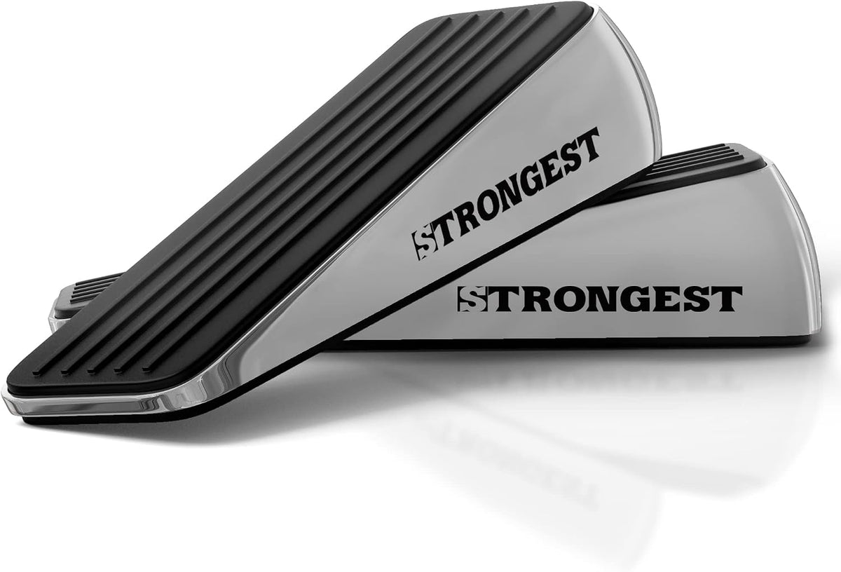 STRONGEST HOME Chrome Door Stoppers for Bottom of Door, Metal Door Stop