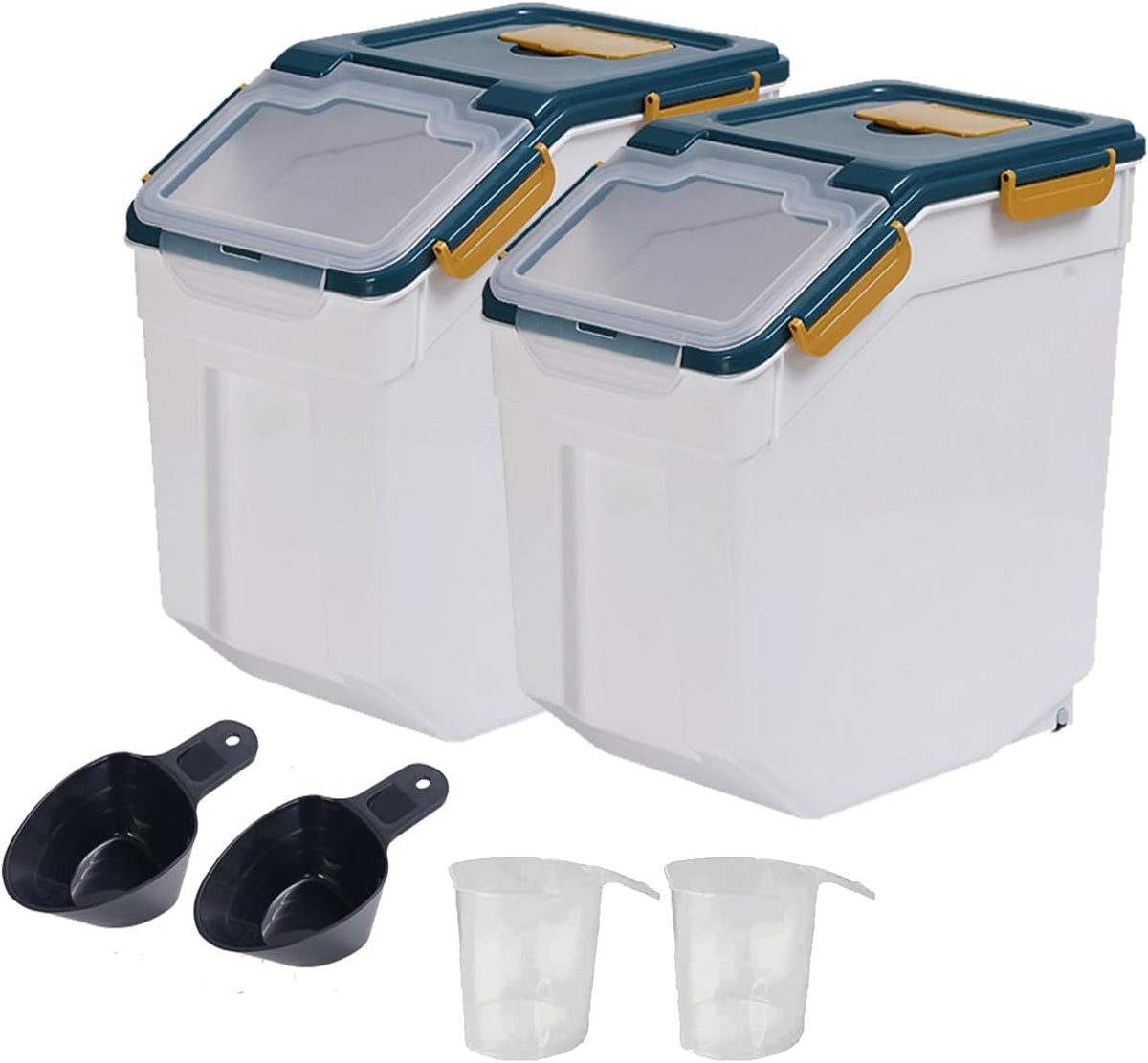 Anrui Airtight 25LB Flour & Grain Storage Container, 2Pcs, Blue
