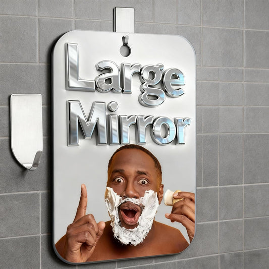 Thicken Shower Mirror Fogless for Shaving,(Large,1 Pcs 11X8 In) anti Fog Shaving Mirror No Fog Free Holder No-Drilling Waterproof, Small Wall Mounted Bathroom Accessories Camping Hanging Men