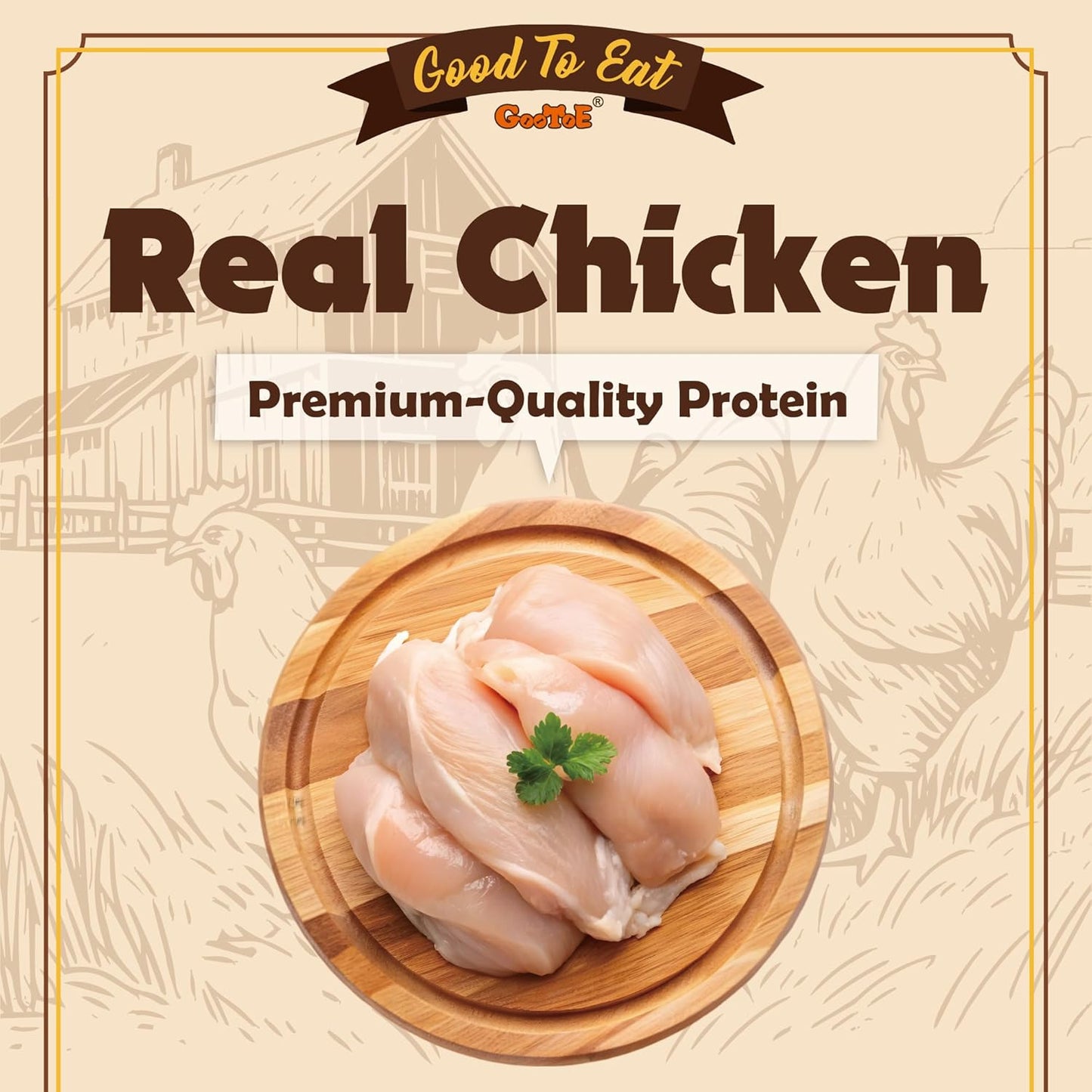 Gootoe Dog Treats, Chicken Jerky for Dogs - Dog Training Treats; High-Protein, Gluten-Free, Hypoallergenic, Grain-Free, Chicken Breast, 1 Lb