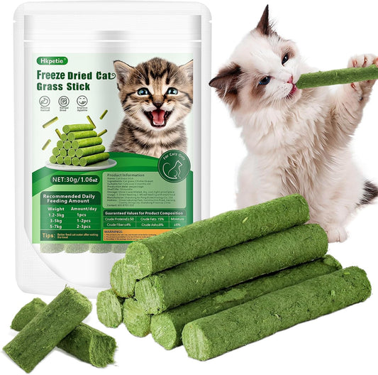 30G Cat Grass Sticks, Delicious Cat Grass Teething Stick Edible Cats Chew Toy Cat Treats Snack for Teeth Cleaning and Hairball Removal
