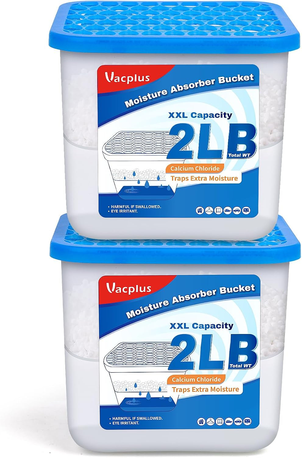 2 LB Vacplus Moisture Absorber, Strong Absorption, Fragrance Free, 2 Pack
