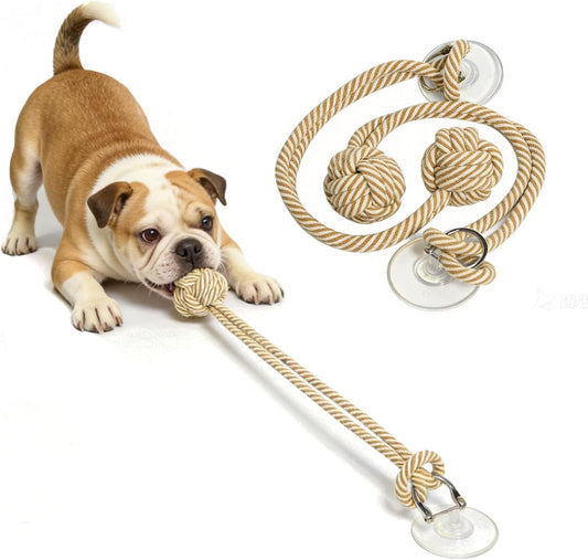 Interactive Tug Toys with Powerful Suction Cup for Puppy Dogs,Dog Enrichment Toys to Keep Them Busy,Teeth Cleaning Toys for Small Medium Breed Dogs,Indoor Toys,Pure Cotton,2Pcs