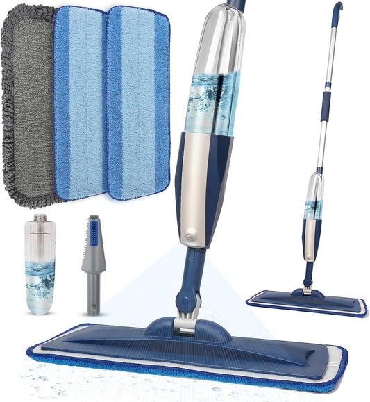 Wet Spray Mop for Floor Cleaning with 14 Oz Bottle & 3 Microfiber Pads