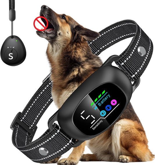 Dog Bark Collar with Remote – 2-In-1 Automatic & Manual Modes, Smart anti Bark Dog Training Collar with Beep, Vibration & Shock, 330FT Range, IP67 Waterproof, Rechargeable (8-150Lbs)