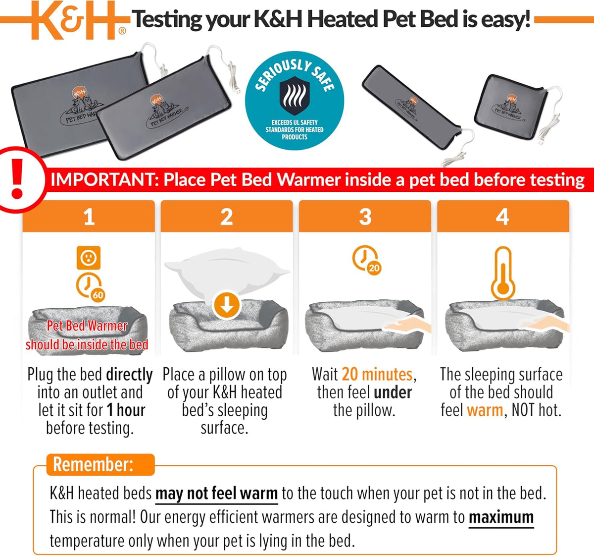 K&H Pet Bed Warmer, Safety Listed, Cat Heating Pad, Small 10.25X9.25In Gray