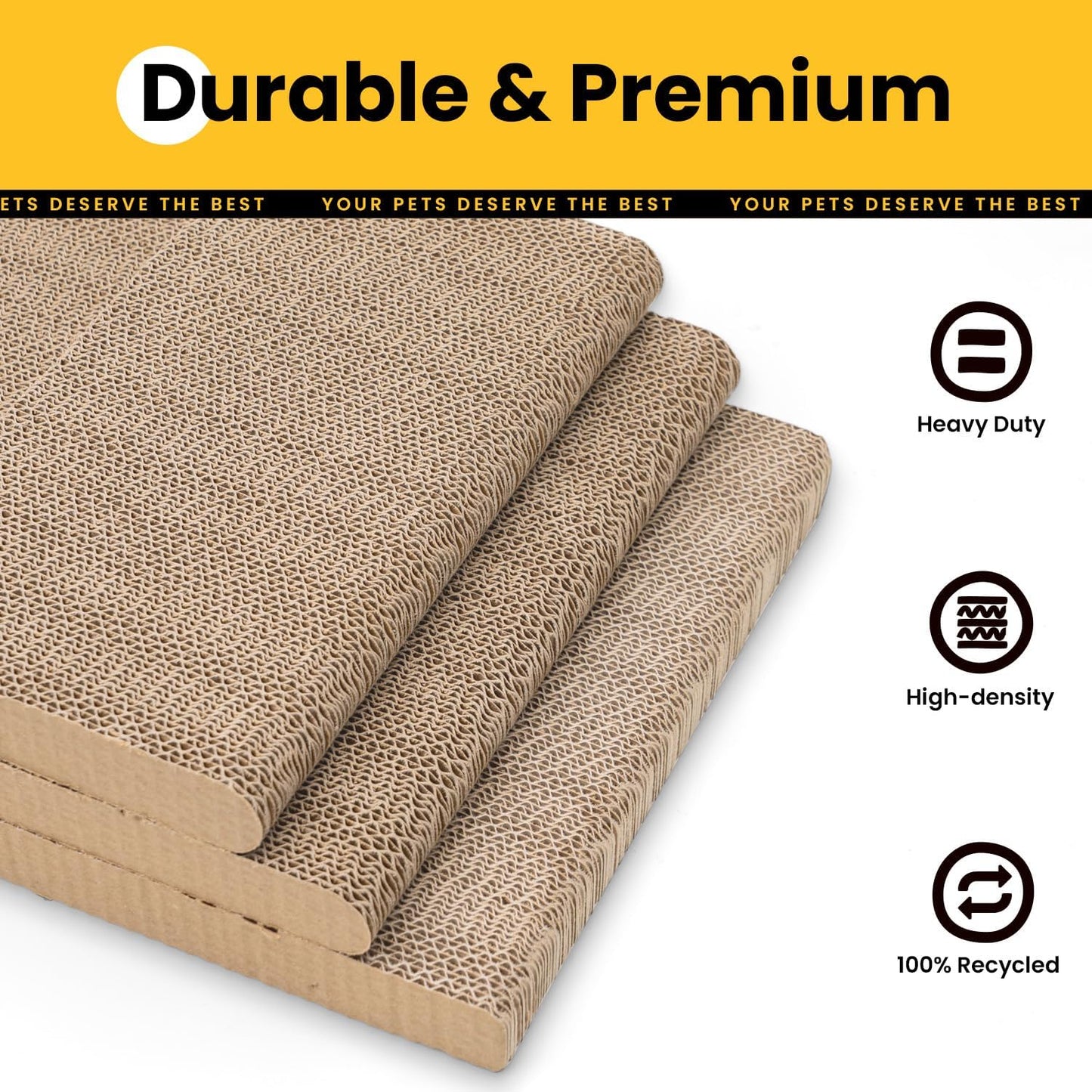 Conlun Cardboard Cat Scratcher, 23" L-Shaped Scratch Pad, Vertical Wall-Leaning Scratching Board to Protect Furniture for Indoor Cats,Wood Grain Large