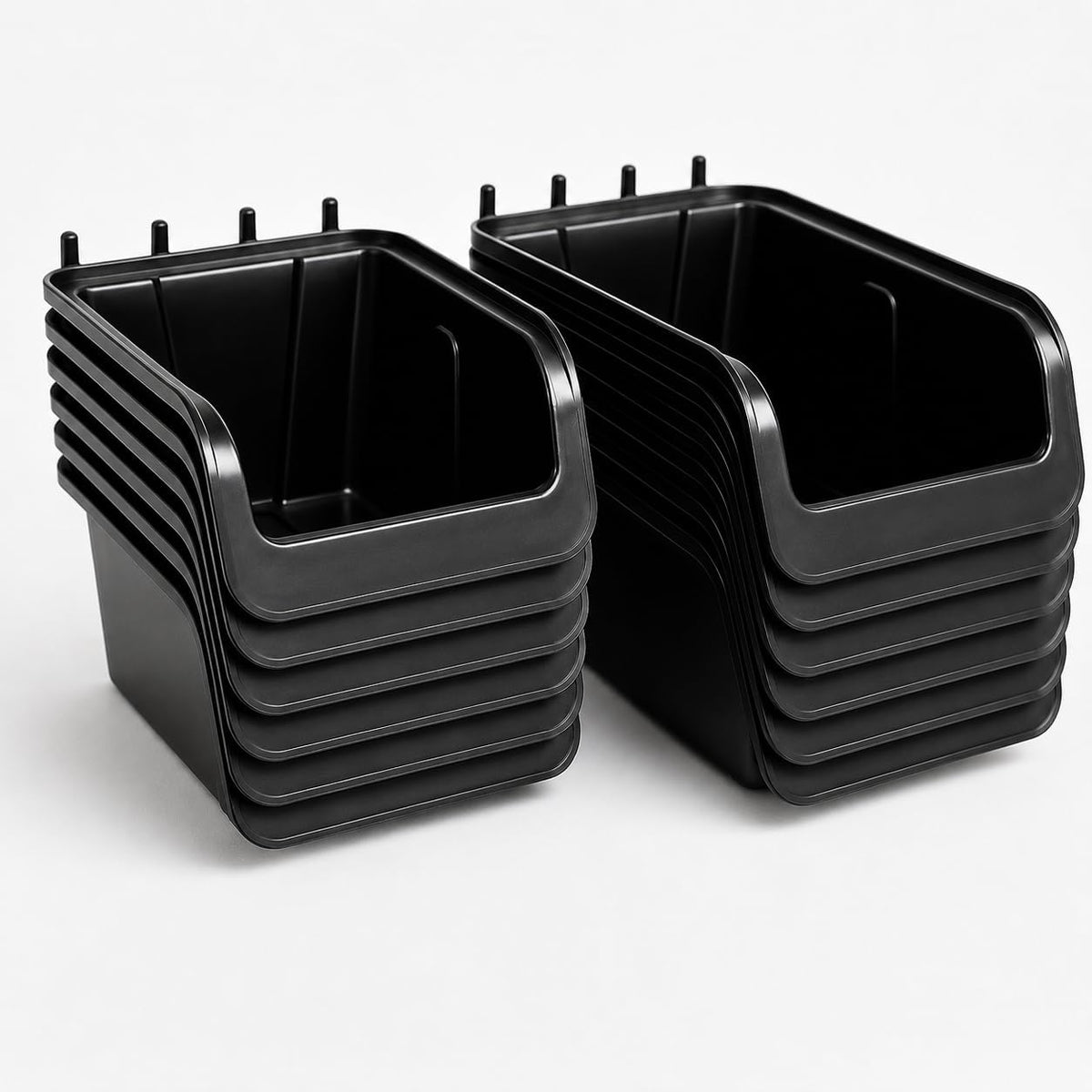 Black Pegboard Bins – 12 Pack Small and Large Part Storage Garage Organizer