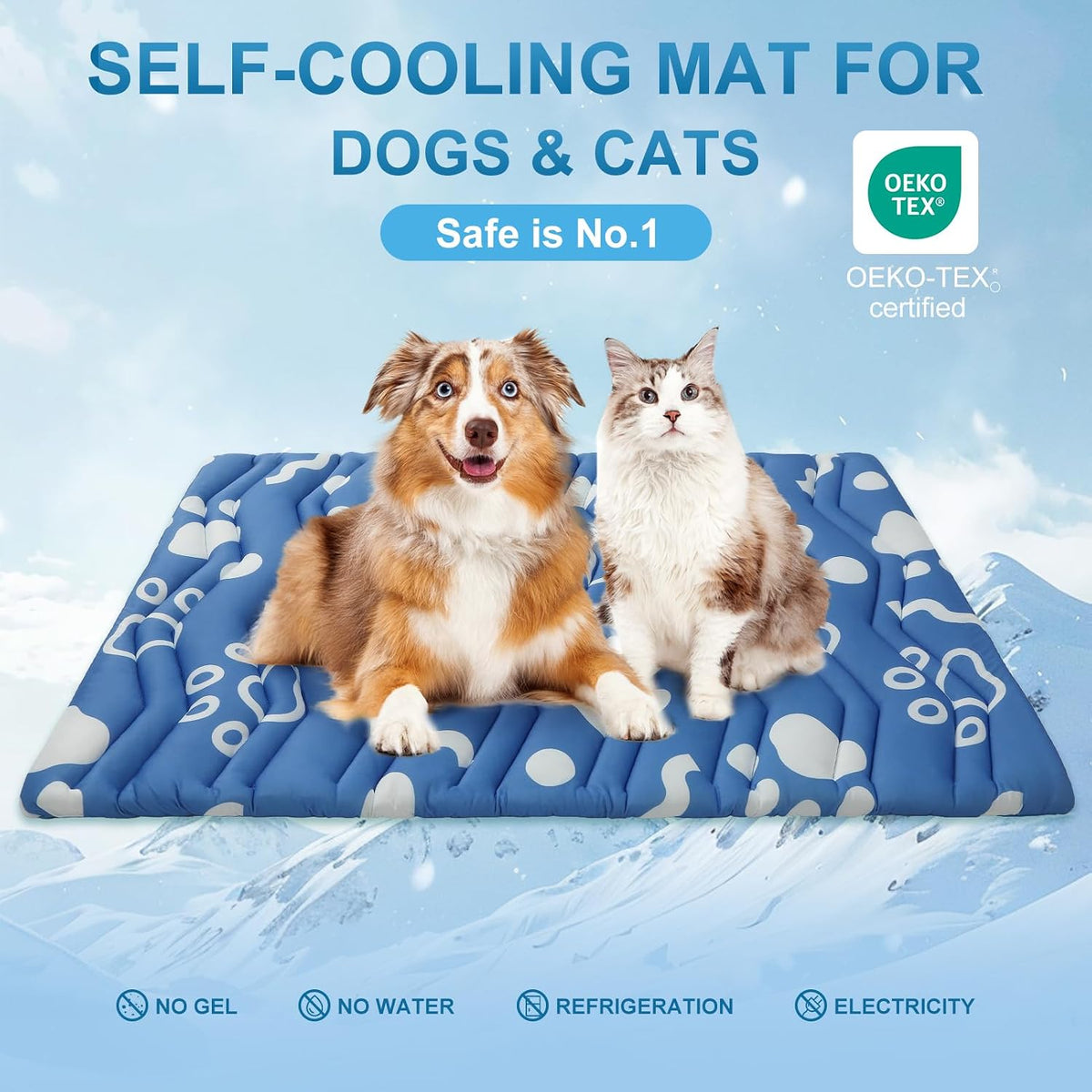 BEAUTYZOO Cooling Mat for Xlarge Dogs, 59X40In Reversible Pad, Self-Cooling
