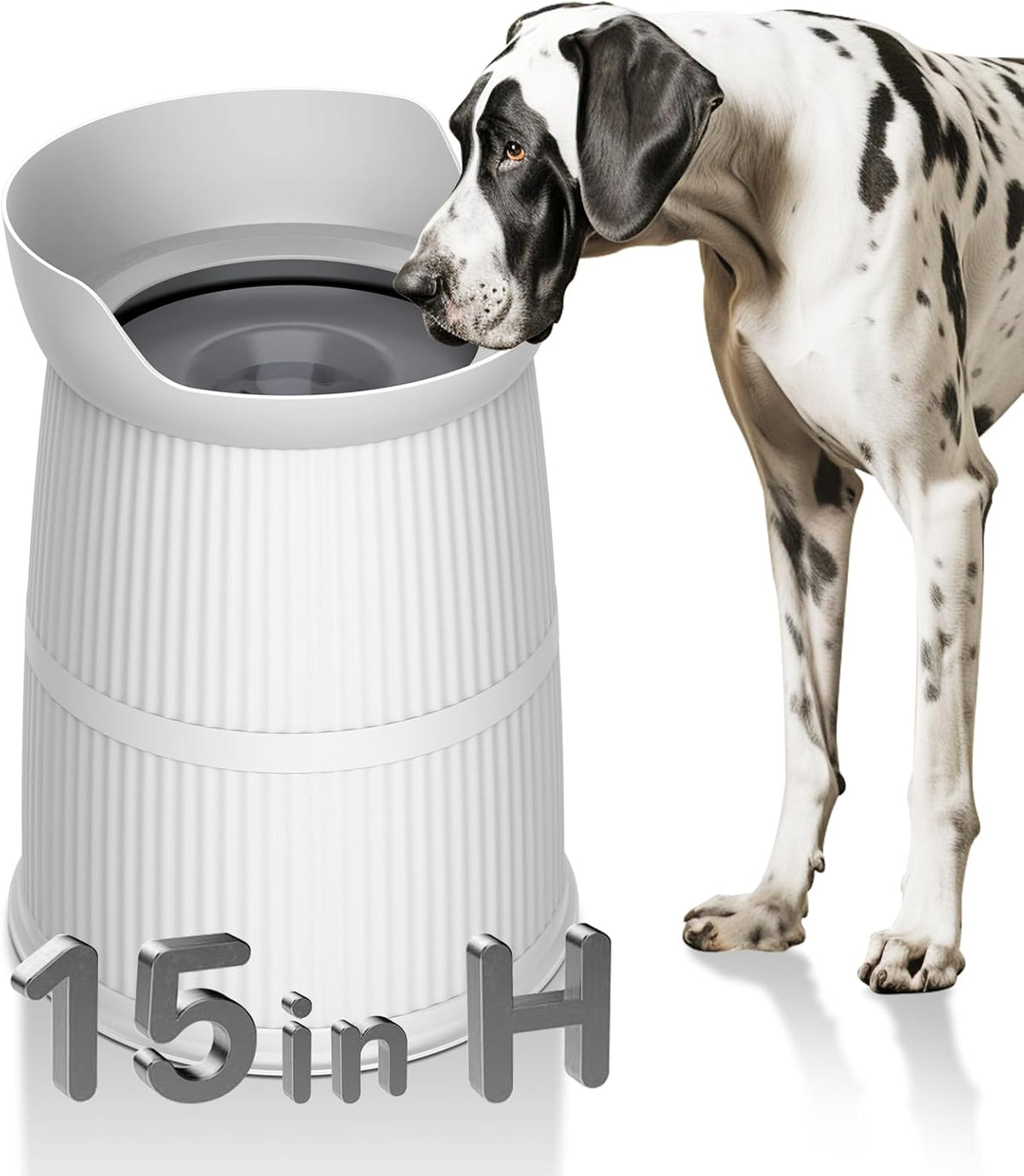 15.4In High Elevated Dog Water Bowls,4.4L No Spill Stainless Steel Bowl