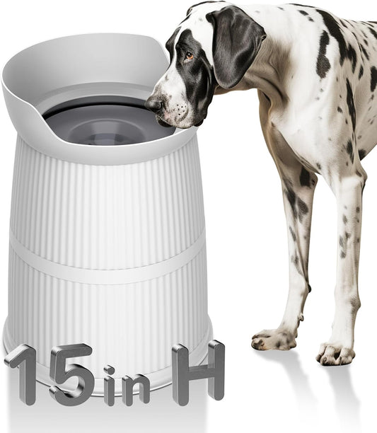 15.4In High Elevated Dog Water Bowls,4.4L No Spill Stainless Steel Bowl