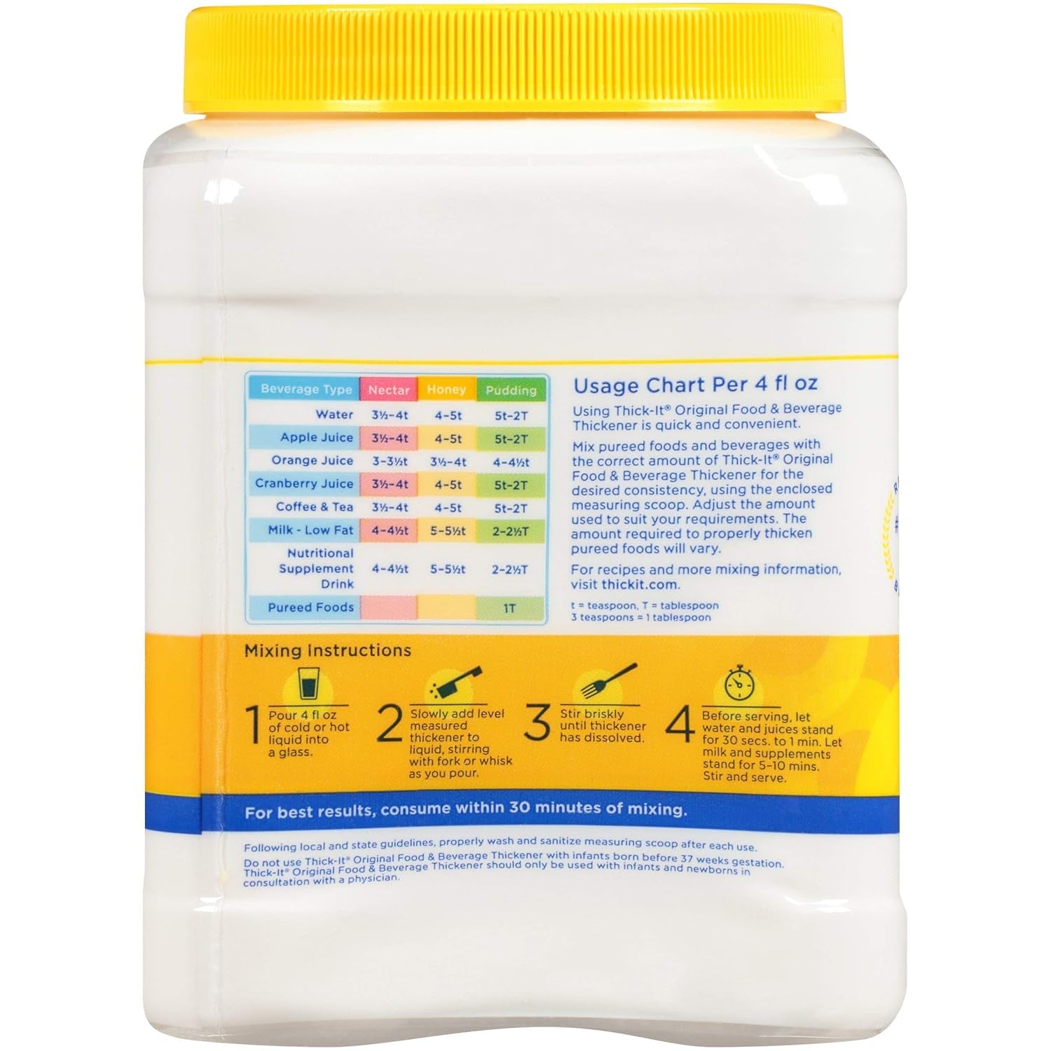 Thick-It Original Food & Beverage Thickener, Flavorless Powder for Dysphagia (IDDSI), Digestible Swallowing Aid, Easy-To-Mix & Instant Dissolve, Used in Hot & Cold Food, 10 Oz Canister