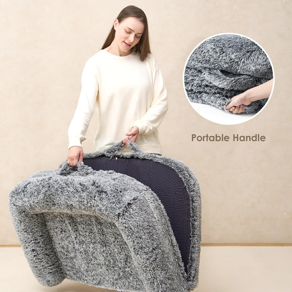 EHEYCIGA Foldable XXL Dog Bed for Large Sized Dog - 54X38X7.5, Grey