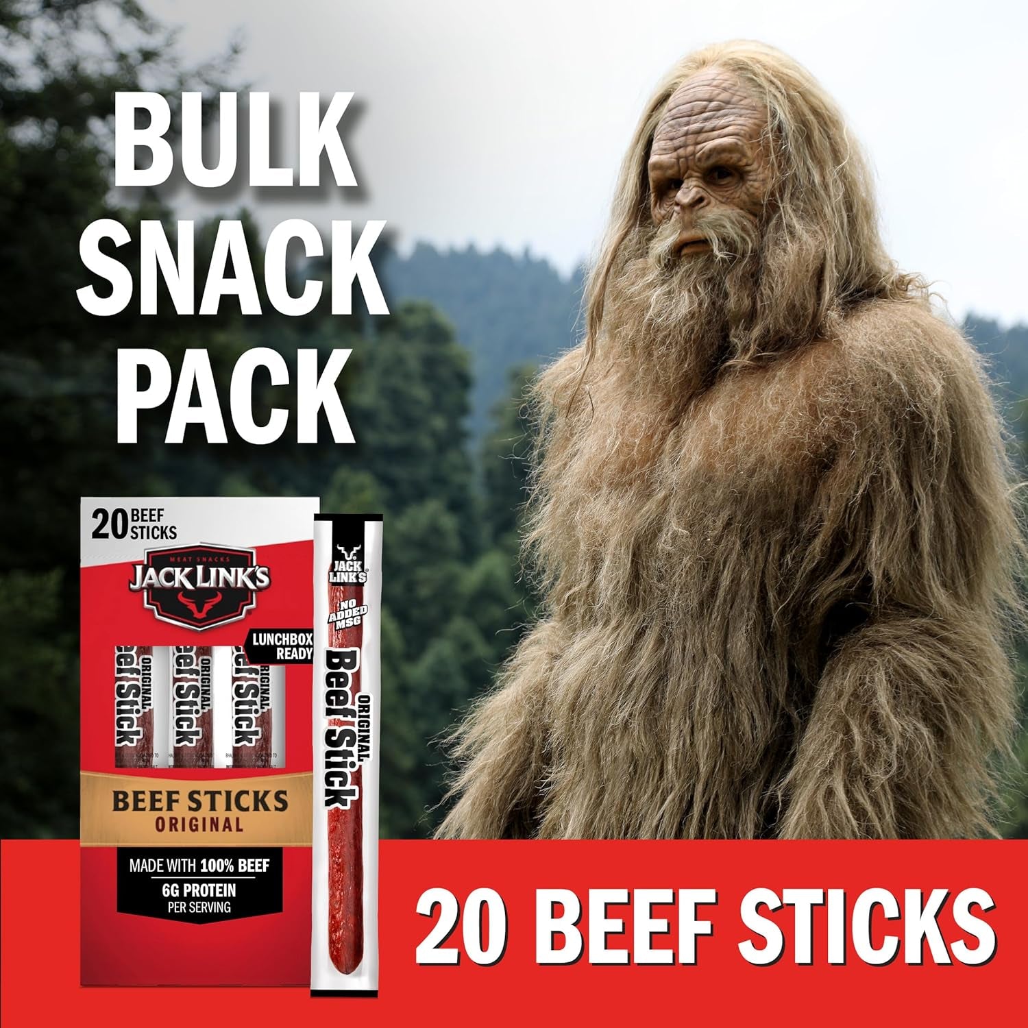 Jack Link'S Original Beef Jerky Sticks - Made with 100% Real Beef - Ready to Eat Real Meat Protein Snacks - 5G Protein per Serving - 0.92 Oz Meat Stick
