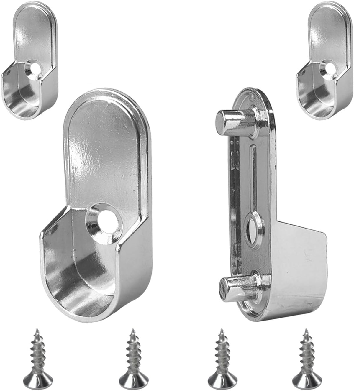 4Pcs 15Mm X 30Mm Oval Closet Rod End Supports