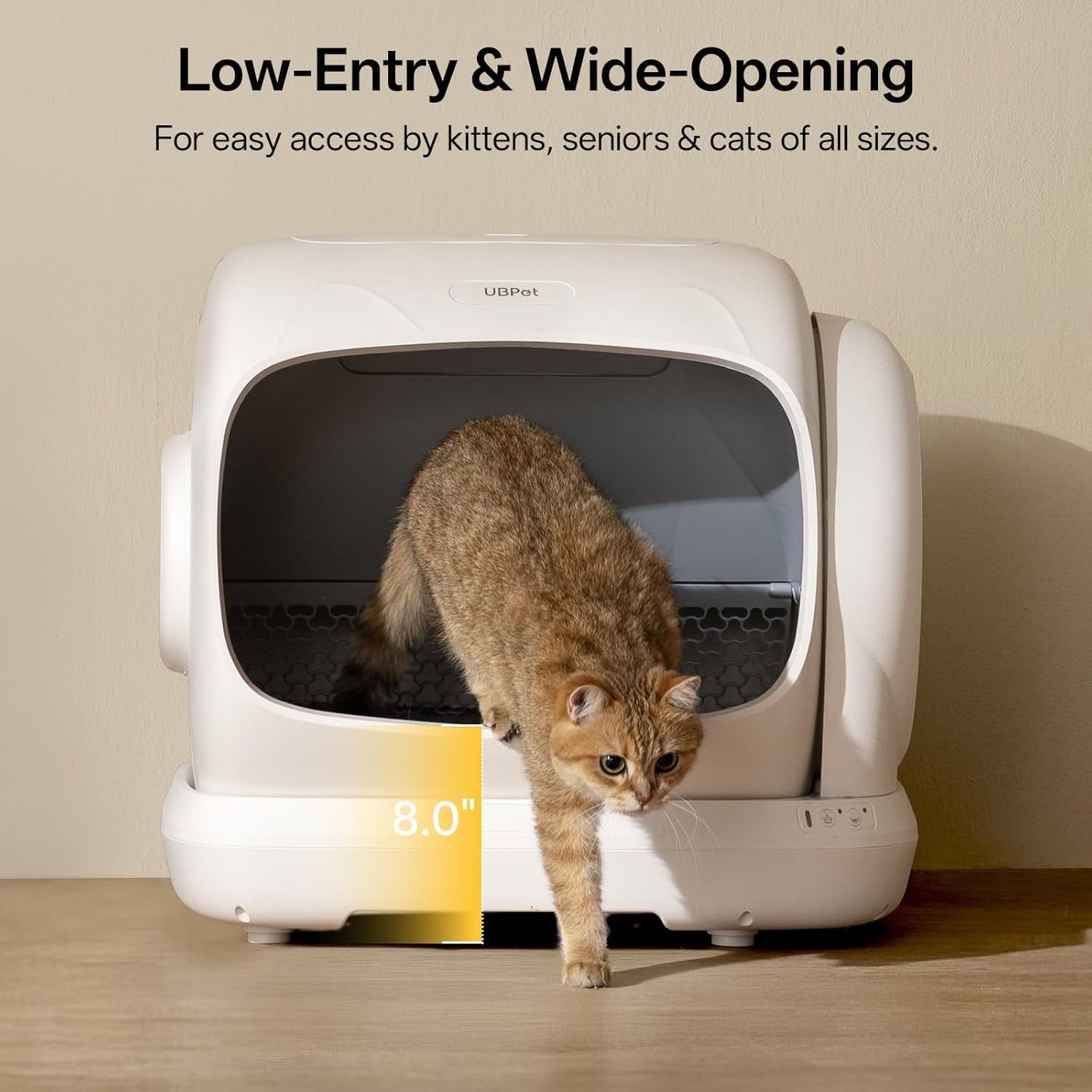 UBPET Automatic Litter Box, 106L Extra Large Self-Cleaning Cat Litter Box for Multiple Cats, Smart App Control, Odor-Control System, Anti-Pinch Safety Design, Includes Waste Bags and Deodorizer Blocks
