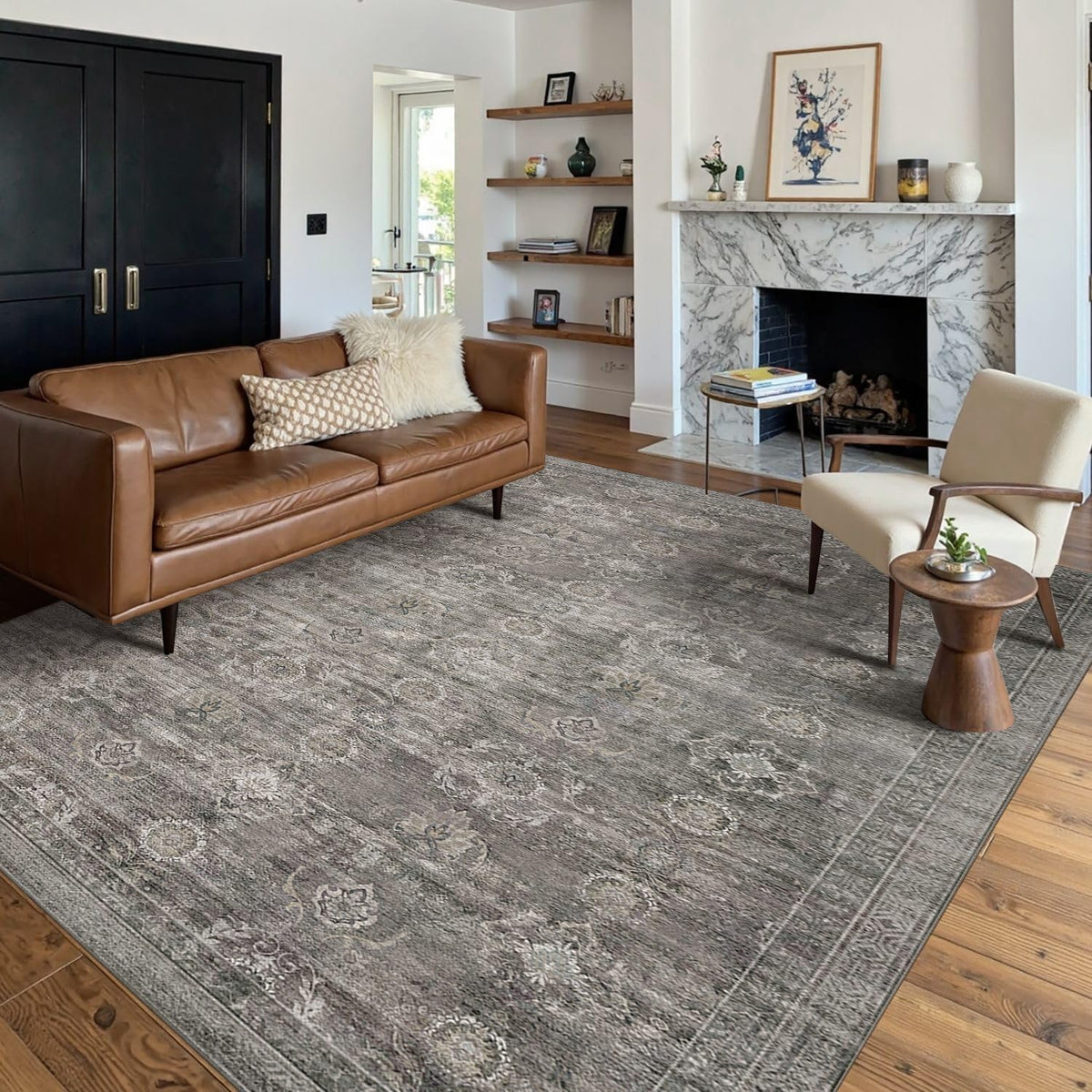 Rugxara Area Rugs 5X7 Washable Rug for Living Room Bedroom Dorm, Taupe/Grey