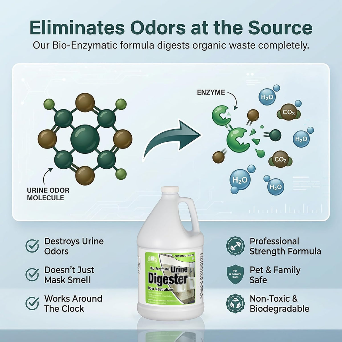 Nilodor BEON Urine Enzymatic Cleaner with Odor Neutralizer for Pet Dog, Carpet, and Bathroom, 1 Gallon, Cucumber Melon