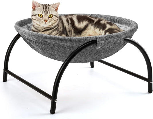 Raised Cat Hammock Bed, Pet Bed for for Indoor Cats, Standing Cat Cot with Washable Plush,17.1 X 17 X 9.5 Inches