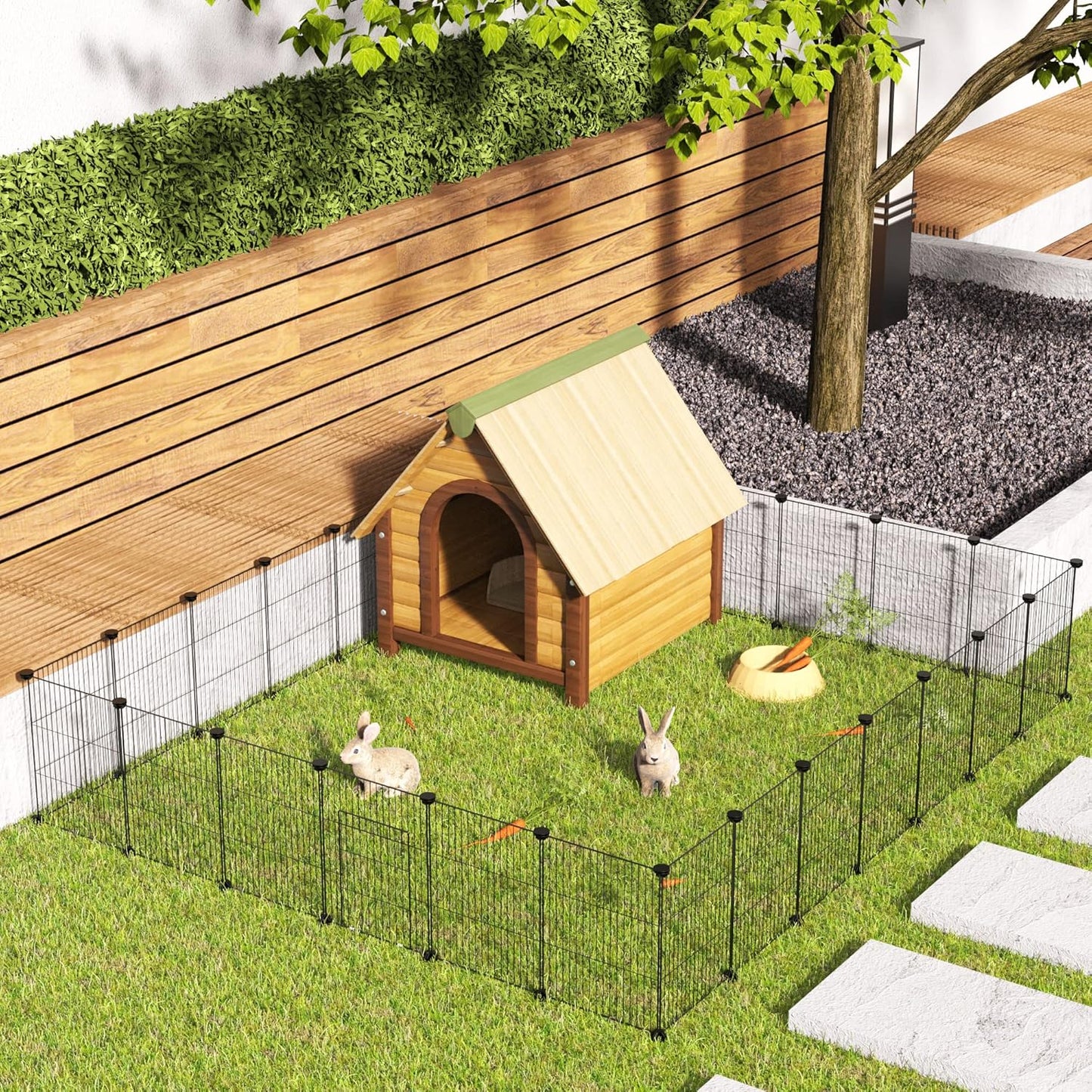 HOMIDEC Pet Playpen,Small Animals Cage DIY Wire Portable Yard Fence with Door for Indoor/Outdoor Use,Puppies,Kitties,Bunny,Turtle 48" X 24" X 16"