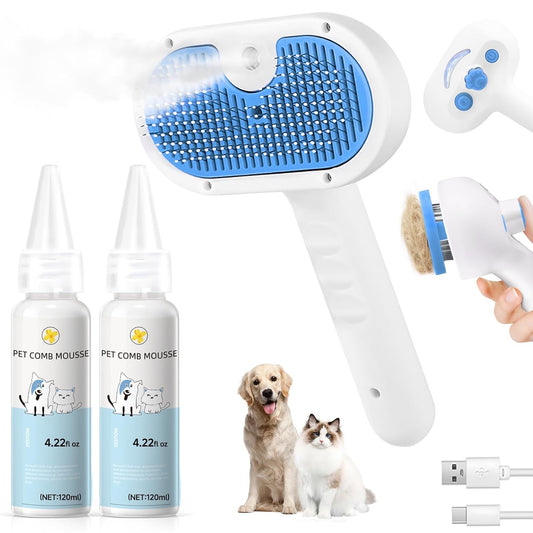 Cat Brush for Shedding,Pet Steam Brush for Cat-2 Waterless Shampoo