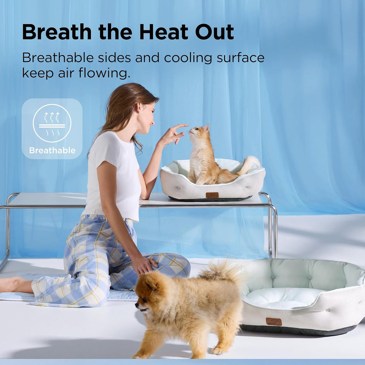 Bedsure Aerofrost™ Cooling Small Dog Bed, round Washable, 20In Arctic Blue