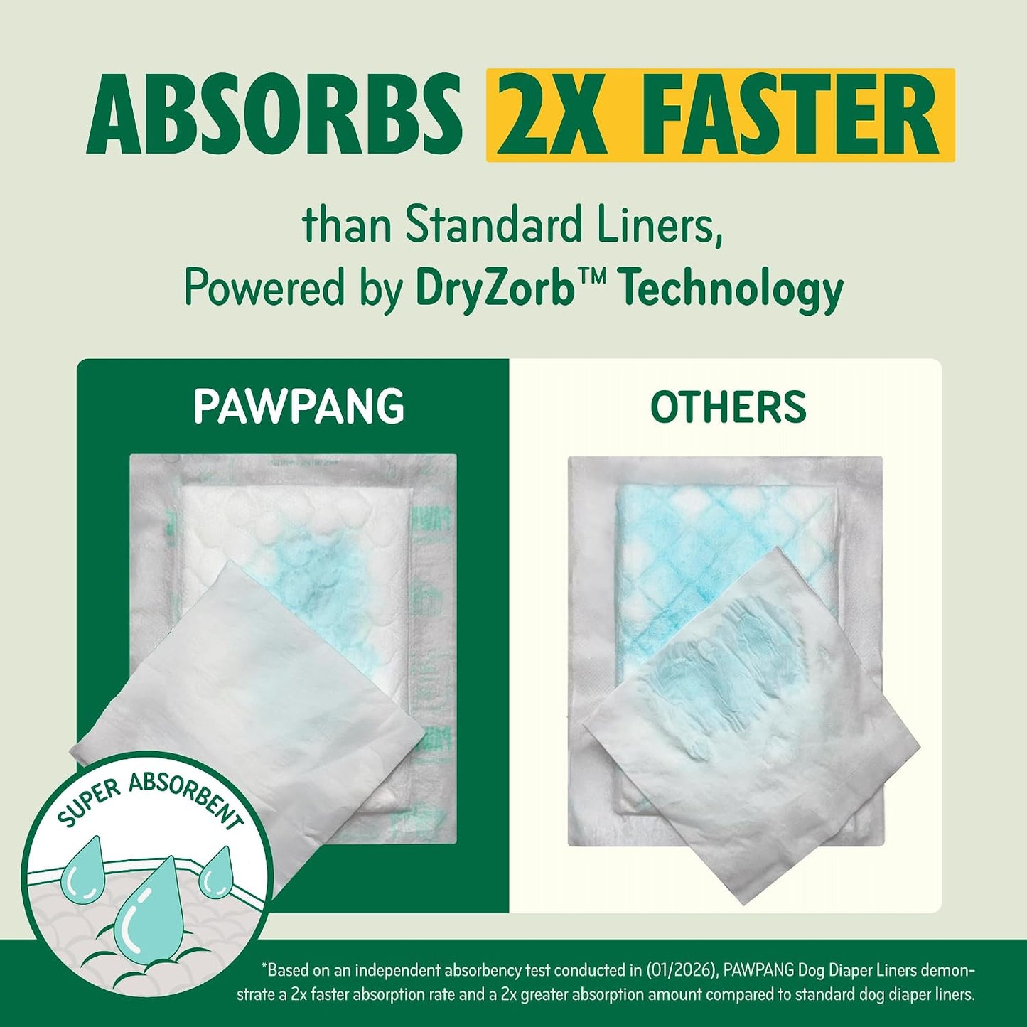PAWPANG Dog Diaper Liners, Booster Pads for Male & Female Dogs, 100Ct, S | Extra Leak Protection