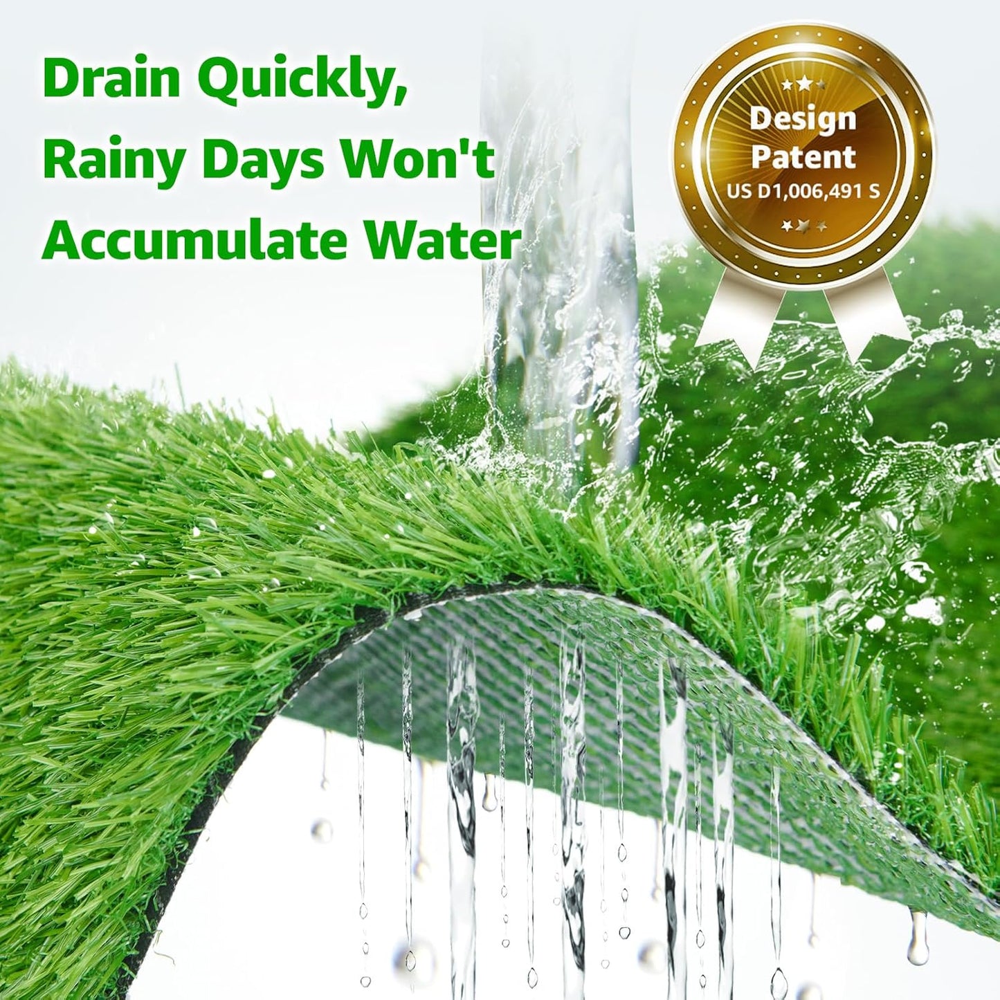 Artificial Turf Grass Outdoor Indoor 3Ft X 5Ft, Fake Grass Synthetic Realistic Turf Rug Carpet with Drainage Holes for Garden Lawn Landscape Balcony Patio Decoration, Pet Friendly Grass Mat