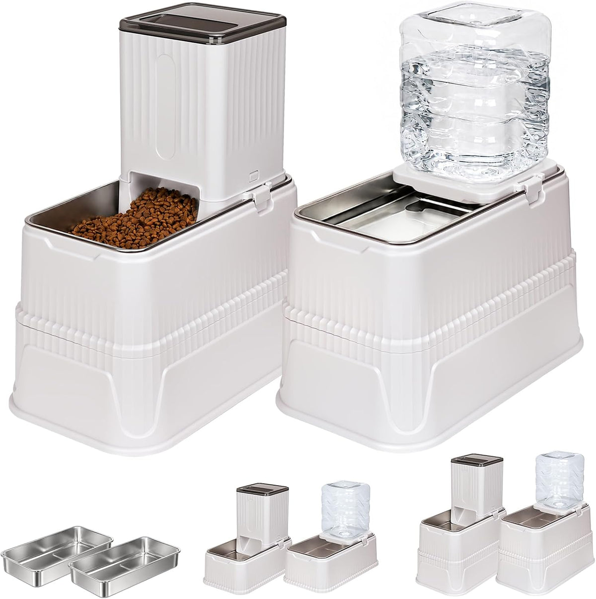 Elevated Dog Food and Water Bowl Set Gravity Automatic Refilling, Large Dog Stainless Steel Bowls with Base, Raised Dog Food Dispenser & Water Bottle for Dogs, Cats, Portable Pet Feeder for M/L Breed