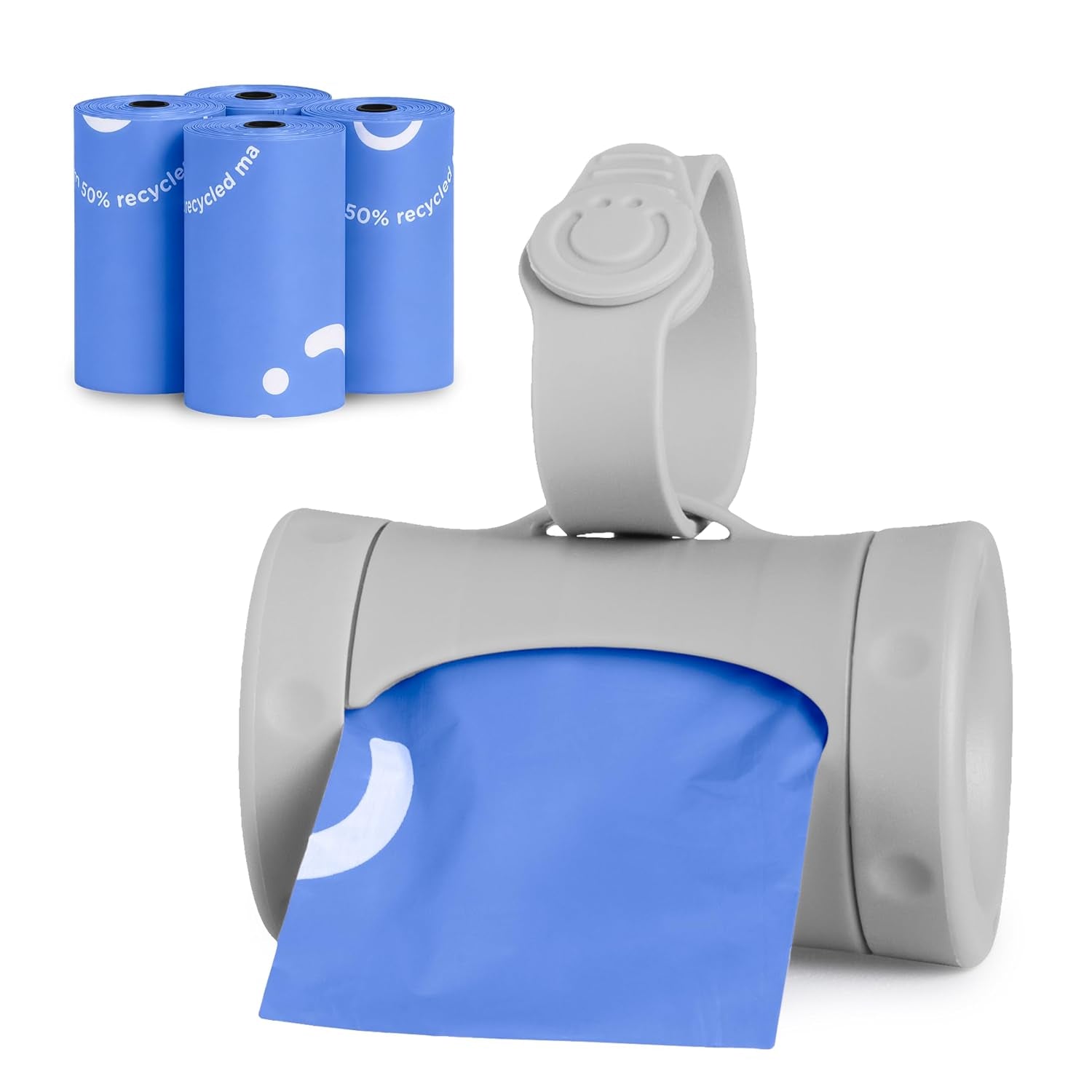 Ubbi Retractable Bag Dispenser for Diaper Bag Value Set, Gray | Portable Bag Holder for Travel, Clips to Stroller or Diaper Bag, Newborn Baby Essentials, Includes 60 Lavender Scented Bags