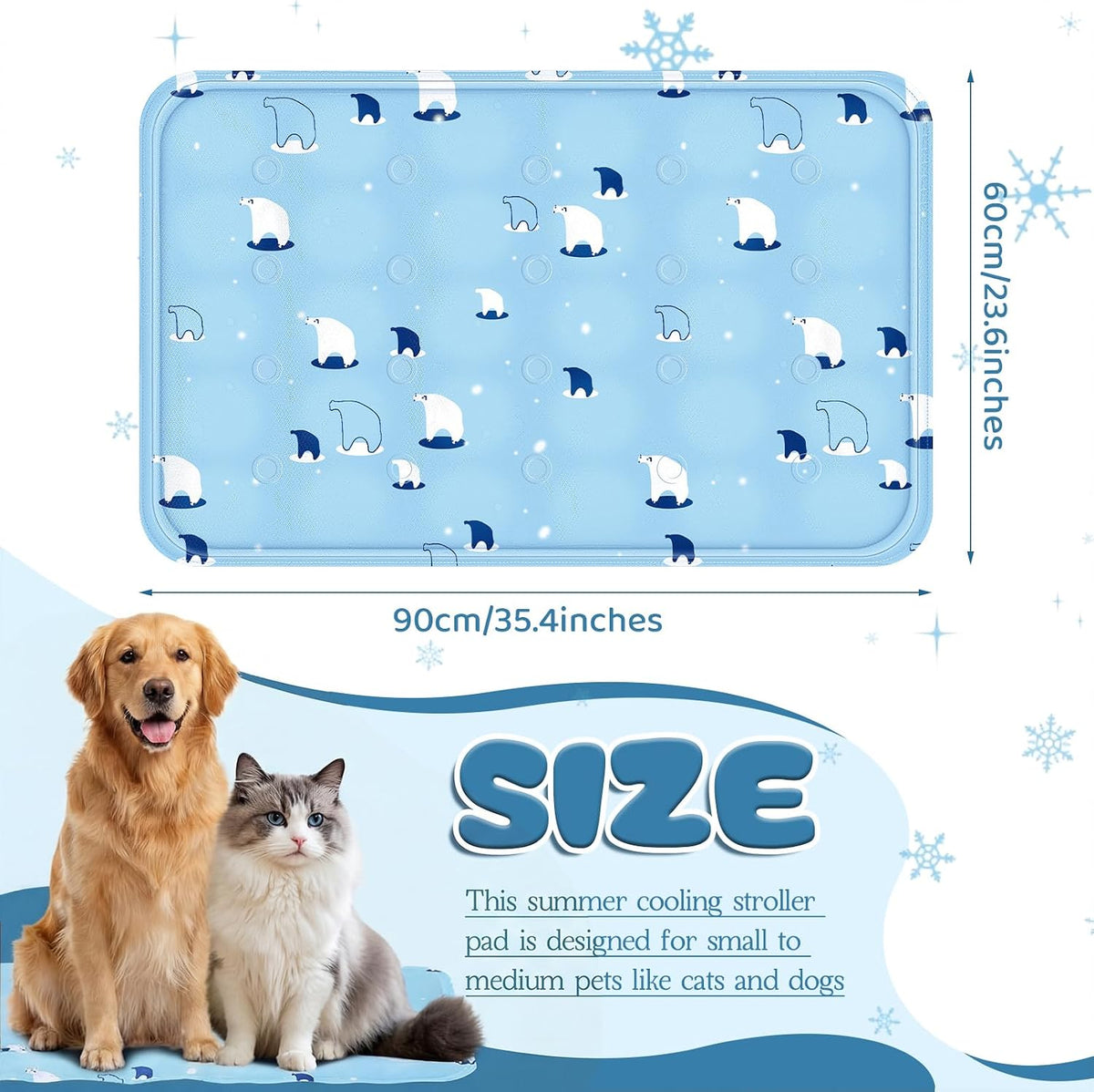 Nuanchu Pet Cooling Mat, Sky Blue Bear, 23.62 X 35.43 Inches, 1 Pcs