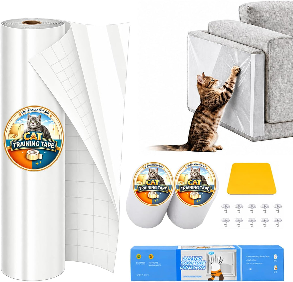 3 Pack anti Cat Scratch Furniture Protector-118 X11 & 2 Rolls 2.5"X240"