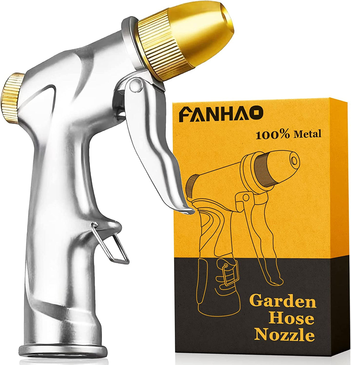 FANHAO Upgraded 100% Metal Garden Hose Nozzle Heavy Duty, High Pressure
