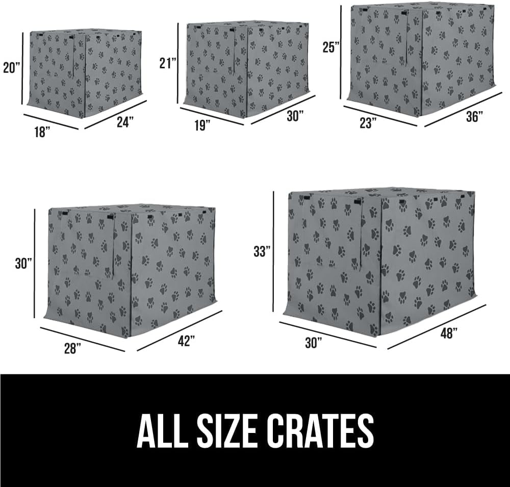 GORILLA GRIP Dog Crate Covers Compatible with Amazon Basics Dog Crates, All Sides Open, Privacy Cover Fits 42" Wire Kennel, Breathable Mesh Windows, Light Reducing Puppy Training Cage Topper, Gray Paw