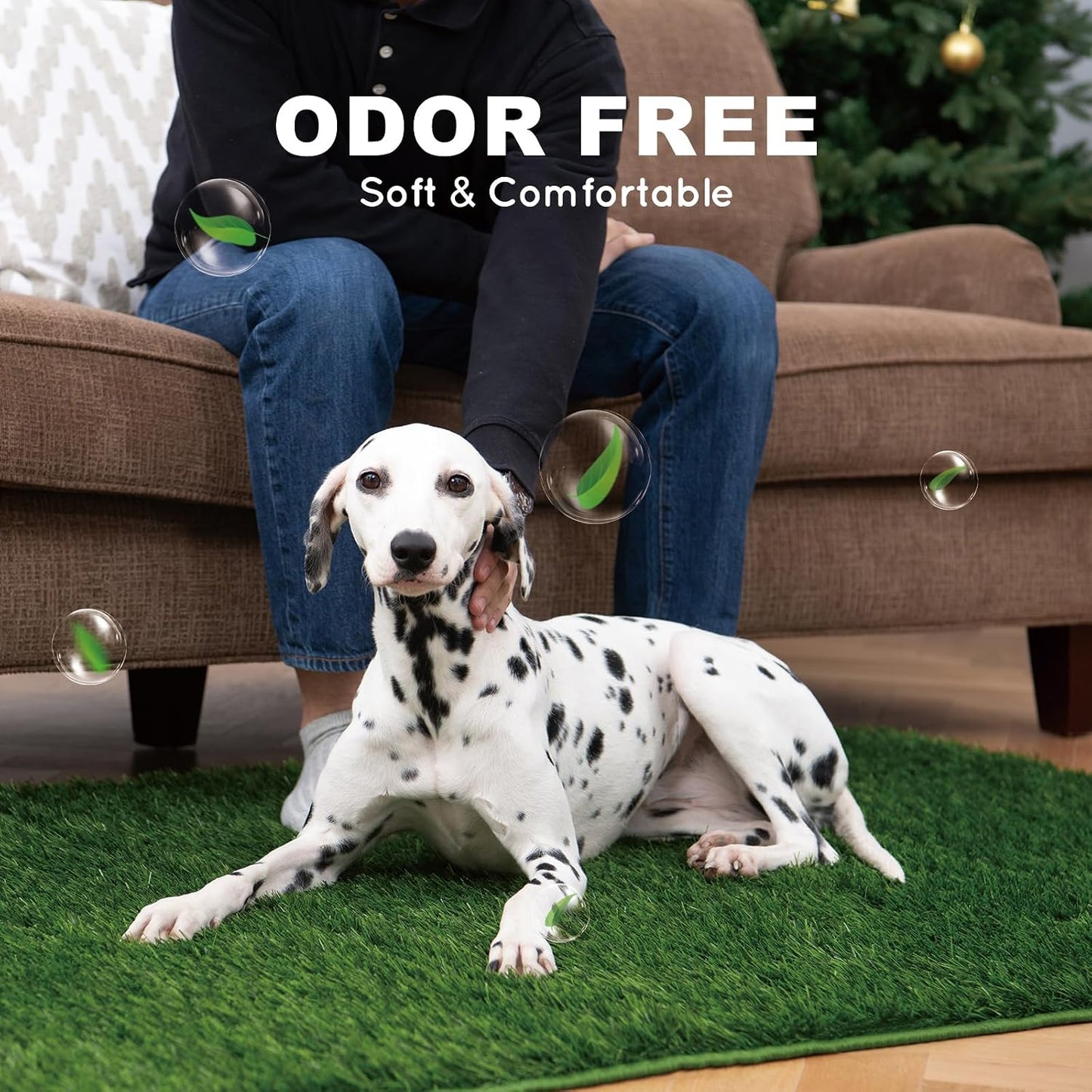 HQ4US 4LEGS Artificial Grass, Dog Pee Grass Pads for Dogs Potty, 2PCS Odor Free Fake Grass for Dogs Large 32’’×22’’ with Countless Drainage Holes, Dog Potty Grass Hemmed Edge Realistic