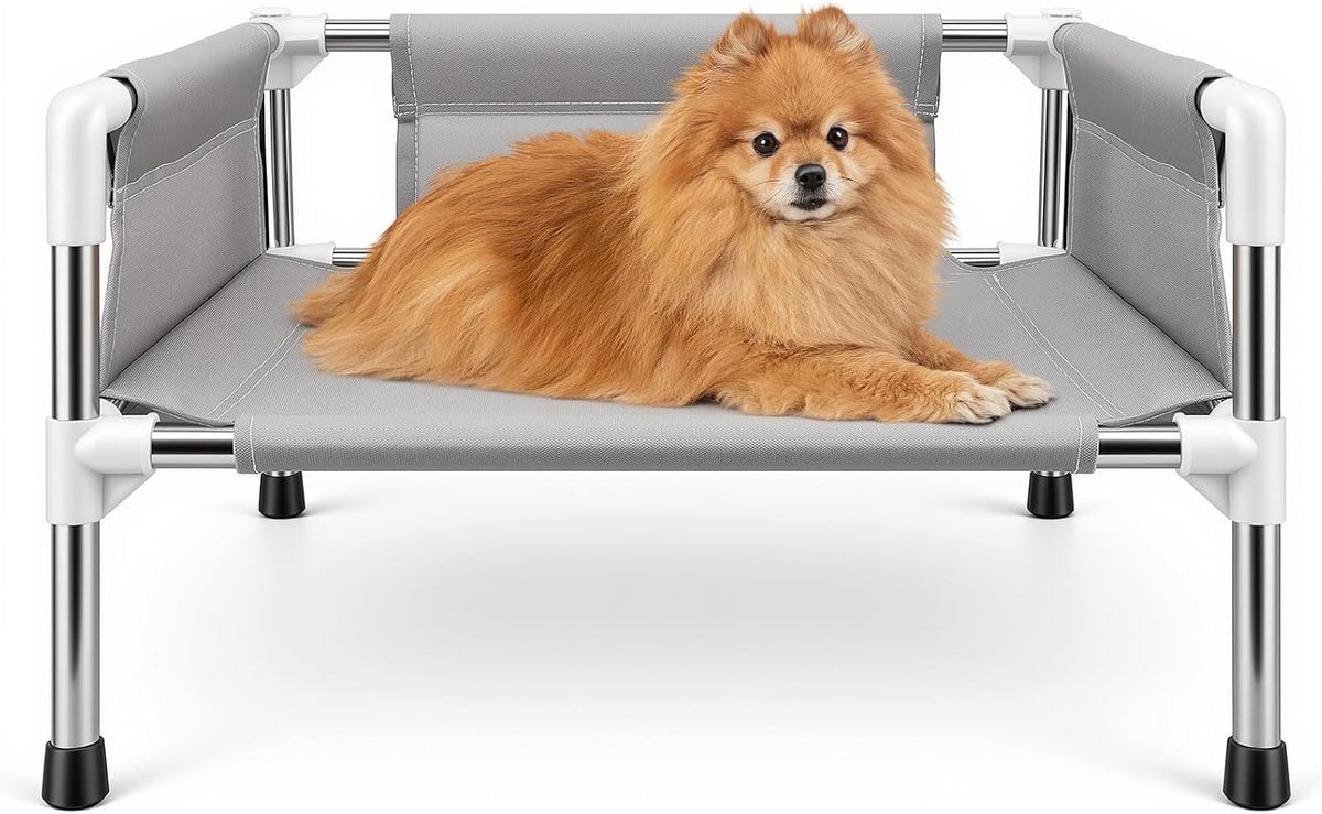 Makerfire Elevated Dog Bed, Raised Dog Sofa Bed for Small Dogs, Detachable Cooling Indoor/Outdoor Pet Cot with Non-Slip Feet, Polyester Cotton (19.5 “L X 19.5 ”W X 11.6 "H)