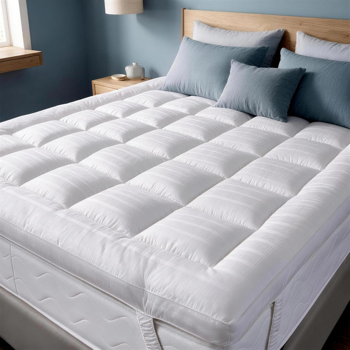 King Cotton Mattress Topper, 1200 GSM Extra Thick Plush Mattress Pad, Soft