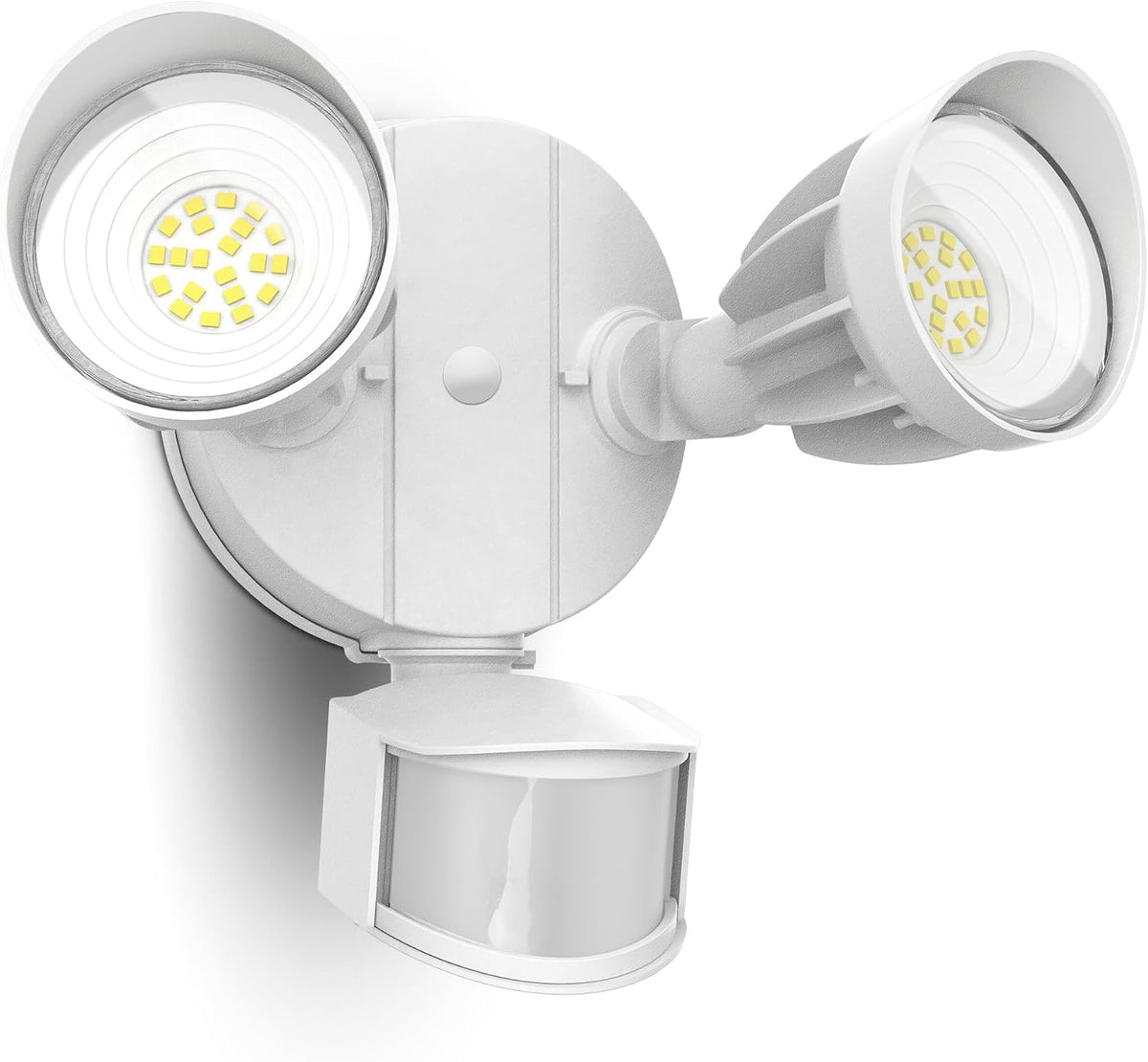 UME LED Security Light Motion Sensor Outdoor Lights, 27W 3500LM, 5000K, IP65 Waterproof, Dusk to Dawn, 2 Head Motion Detector Flood Light for Outside, Garage, Yard (White)