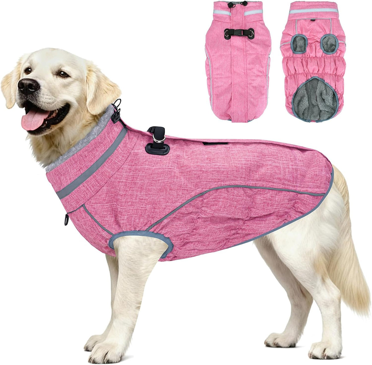 Dog Coat Warm Dog Winter Coat, Waterproof Dog Jacket with Harness