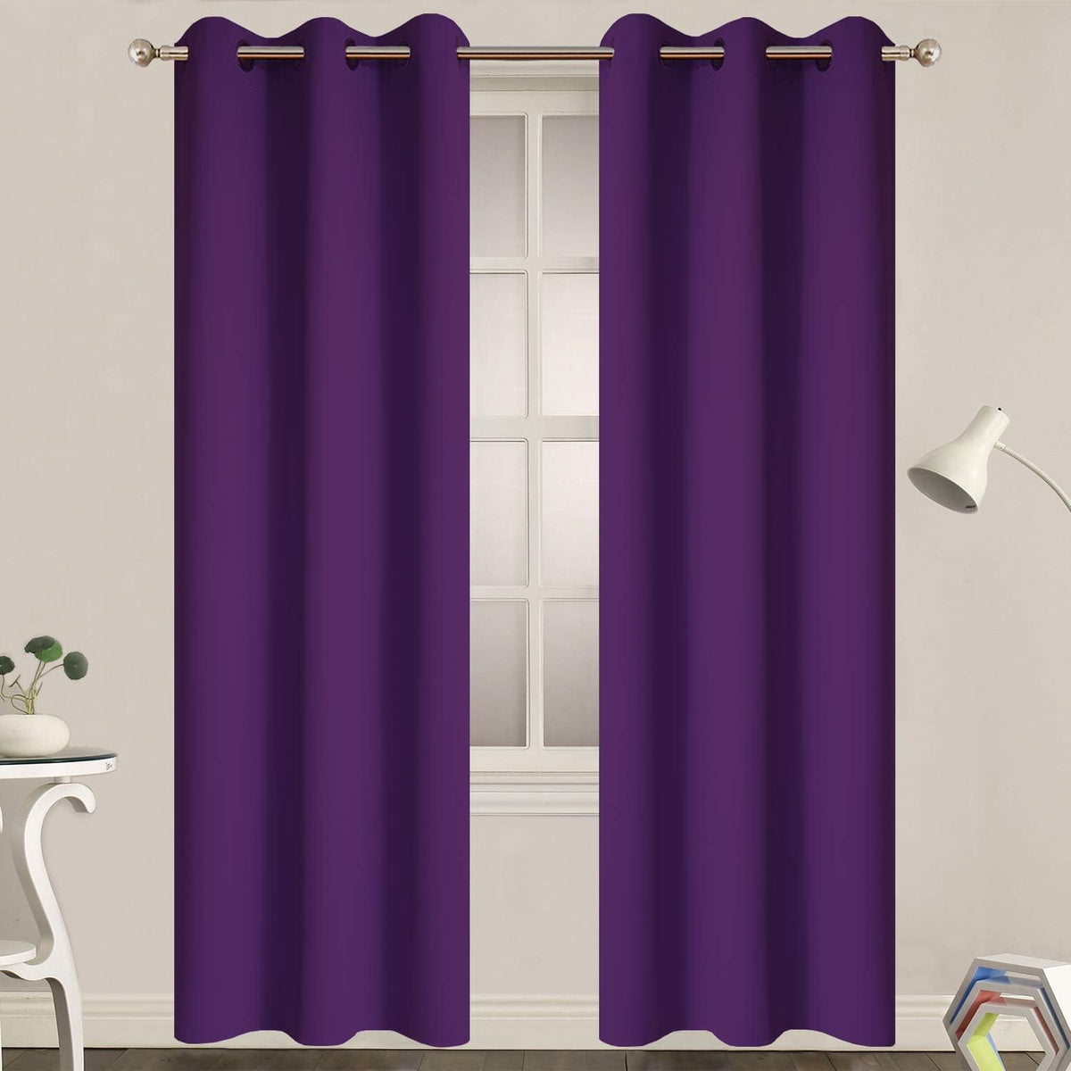 Yakamok Blackout Curtains 38X84 Inch Purple Thermal Drapes-Bedroom